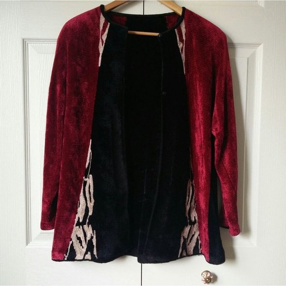 VINTAGE 90's Oversized Wool Chenille Cardigan - Picture 10 of 16